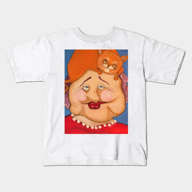 cat lady Kids T-Shirt by momo1